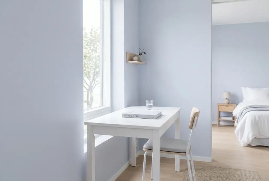 Helles Schlafzimmer mit minimalistischem Interieur